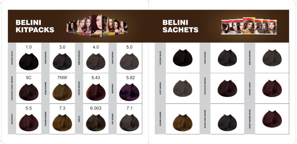 Belini Hair Color Shade Card